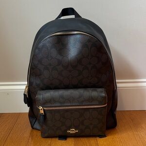 Coach Signature Black and Brown Backpack